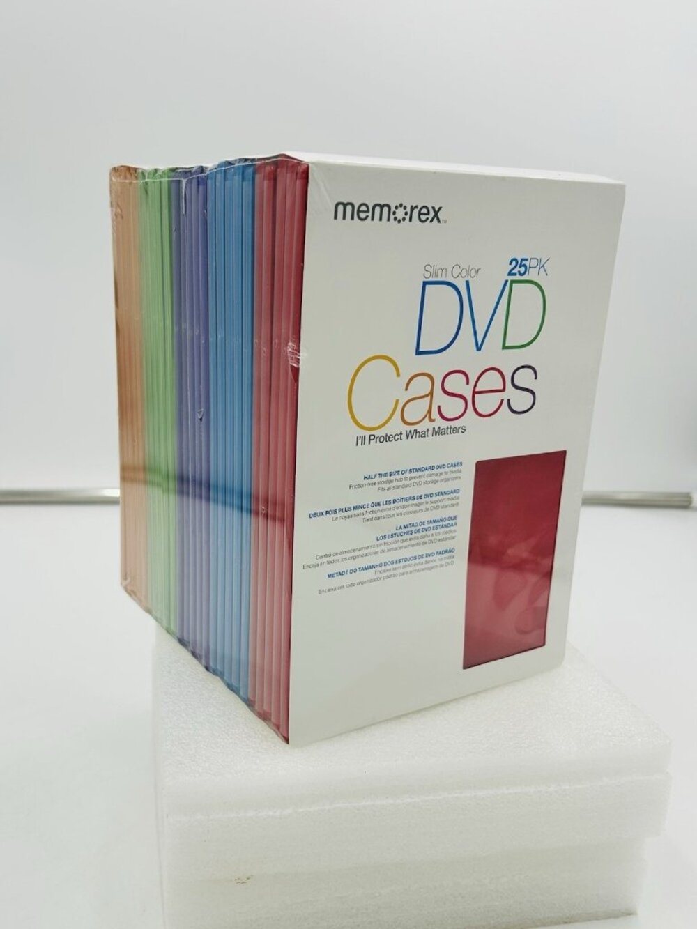 Memorex New/Sealed Slim Color DVD Cases 25 Pack Multi-Color